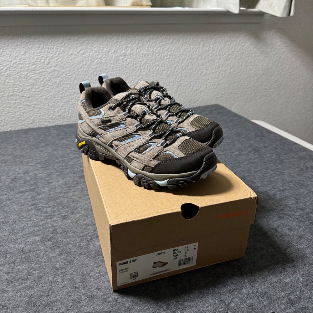 NIB Merrell Moab 2 WP Womens 10 Hiking Shoes Brindle Brown J99776 Waterproof